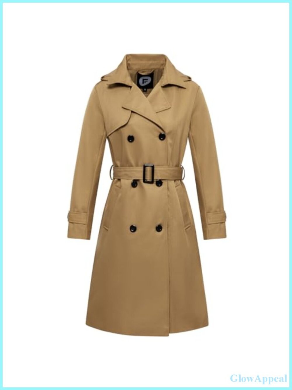 Women's Long Double Breasted Trench Coat Waterproof Windbreaker with Removable